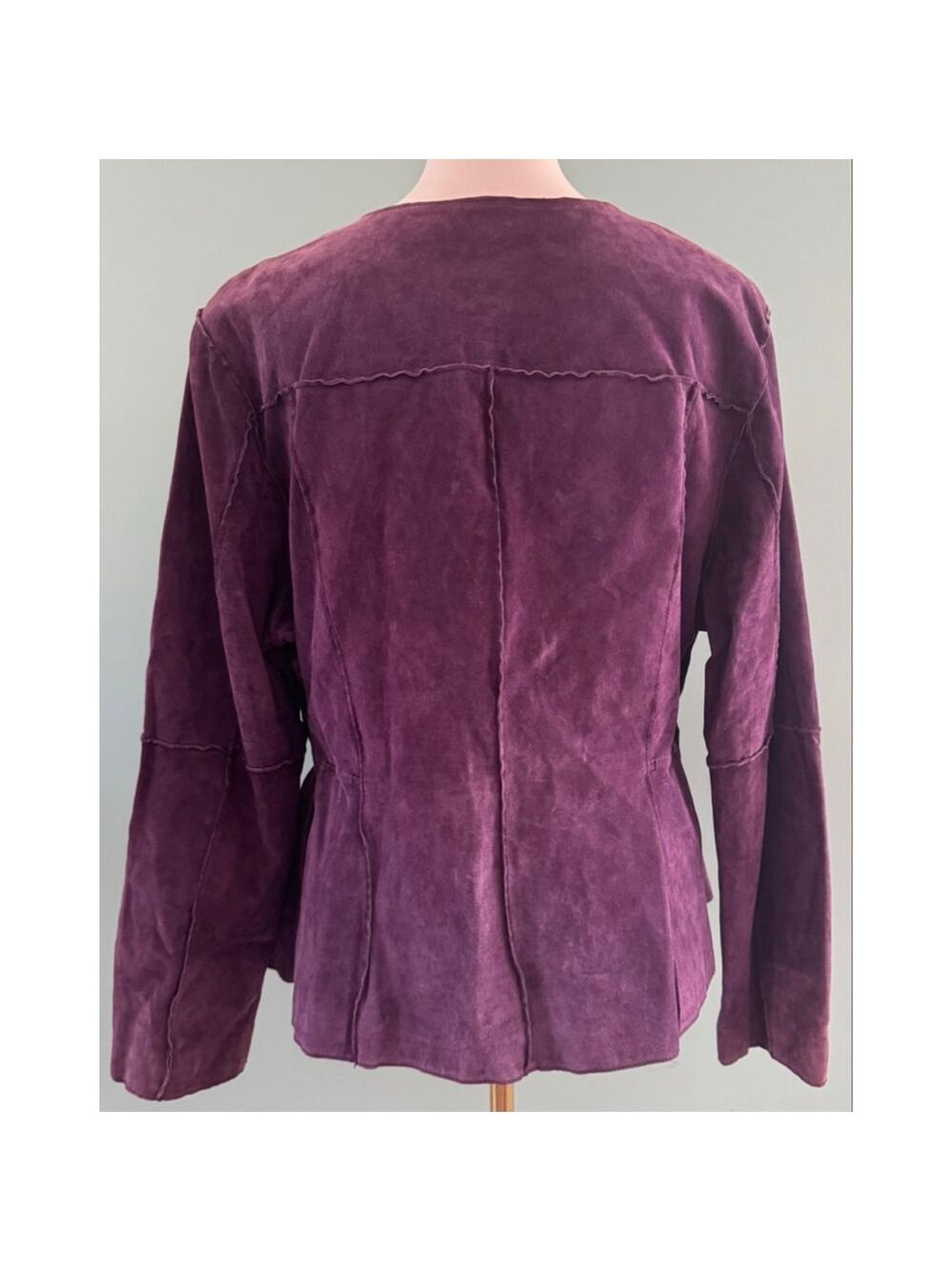Women's Pamela Dennis Purple Suede Leather Wrap Jacket XL - Picture 2 of 5